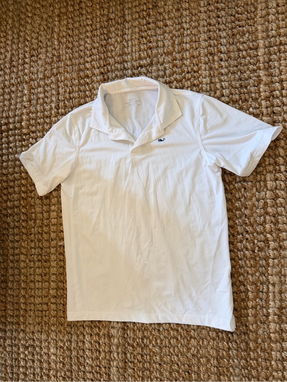 Vineyard Vines White Boys Polo with Small Whale Logo SZ Large